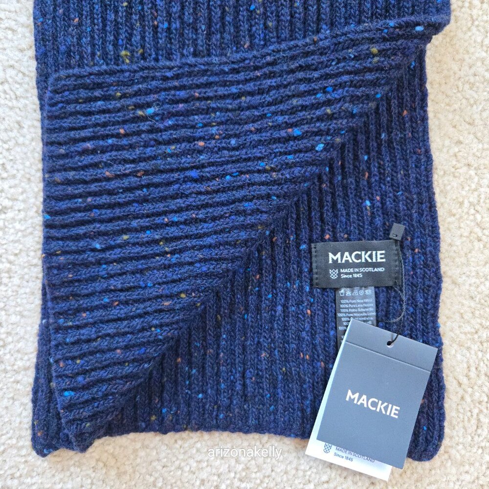 NWT Mackie Wool Scarf Ribbed Flecked Speckled Donegal Scotland - Picture 2 of 15